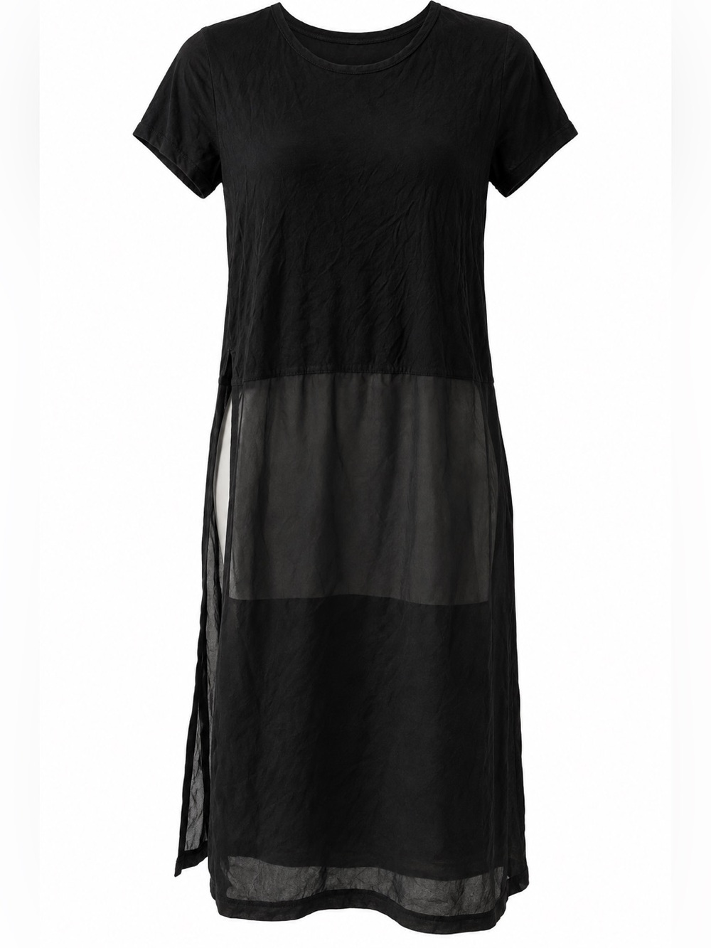 Twik Black Sheer Panel Midi T-Shirt Dress Size L